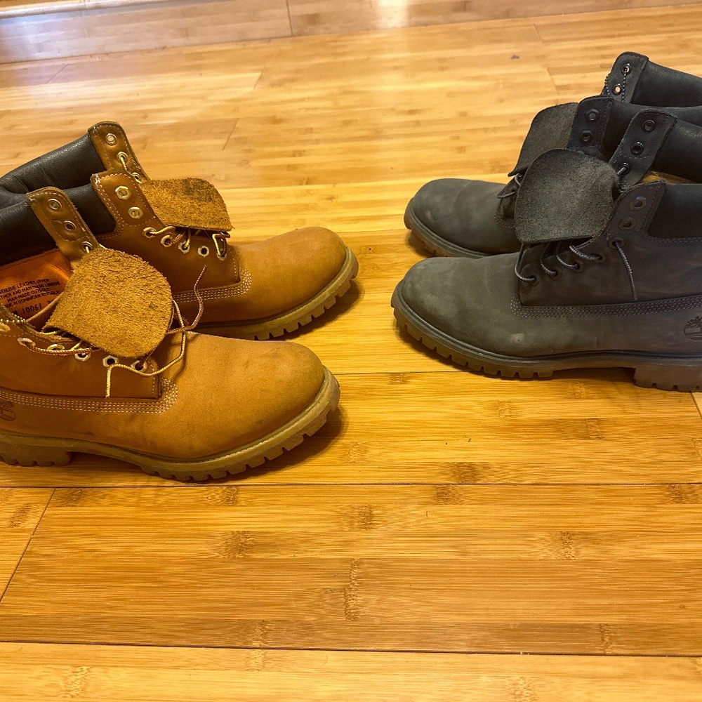 Butter & Navy Timberlands Double Sole